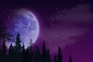 天空紫色月亮星空